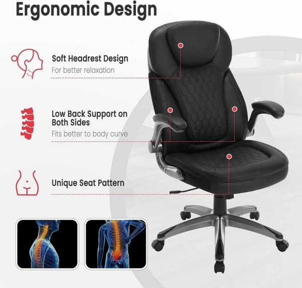 Rootz Executive Chair - Kontordrejestol - Ergonomisk kontorstol - Justerbar højde - PU Mesh - 67cm x (114,5-124,5)cm x 78cm