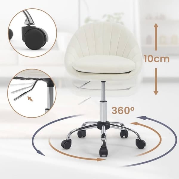Rootz Ergonomic Office Chair - Velvet Skrivbordsstol - Vridbar datorstol - Dubbelkudde - Höjdjusterbar - 52cm x (72-82cm) x 52cm - Rosa/Grå/Beige