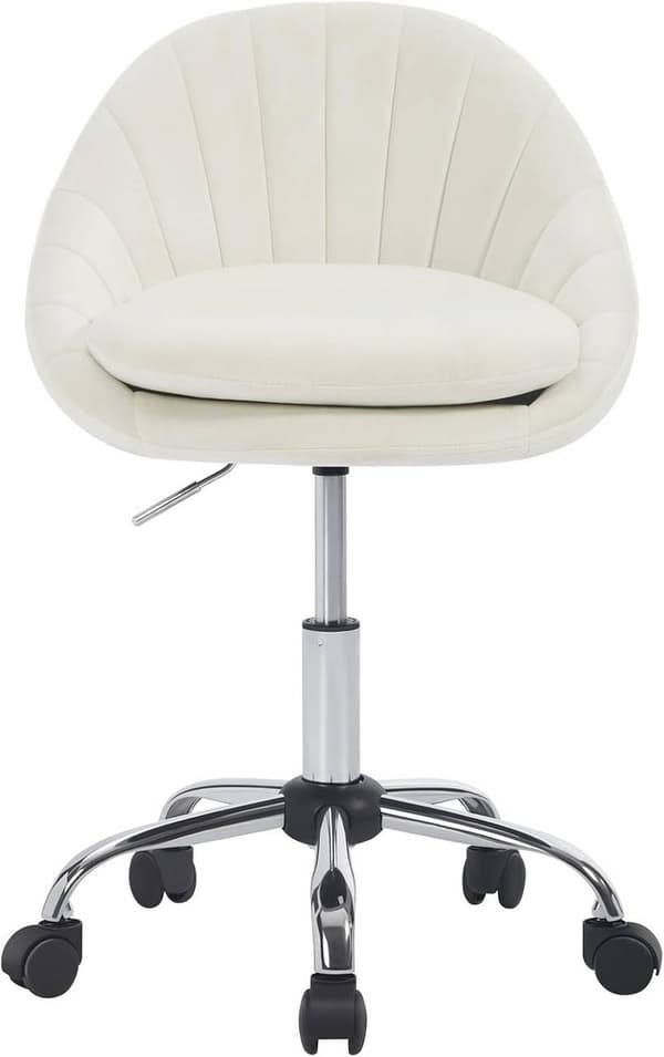 Rootz Ergonomic Office Chair - Velvet Skrivbordsstol - Vridbar datorstol - Dubbelkudde - Höjdjusterbar - 52cm x (72-82cm) x 52cm - Rosa/Grå/Beige