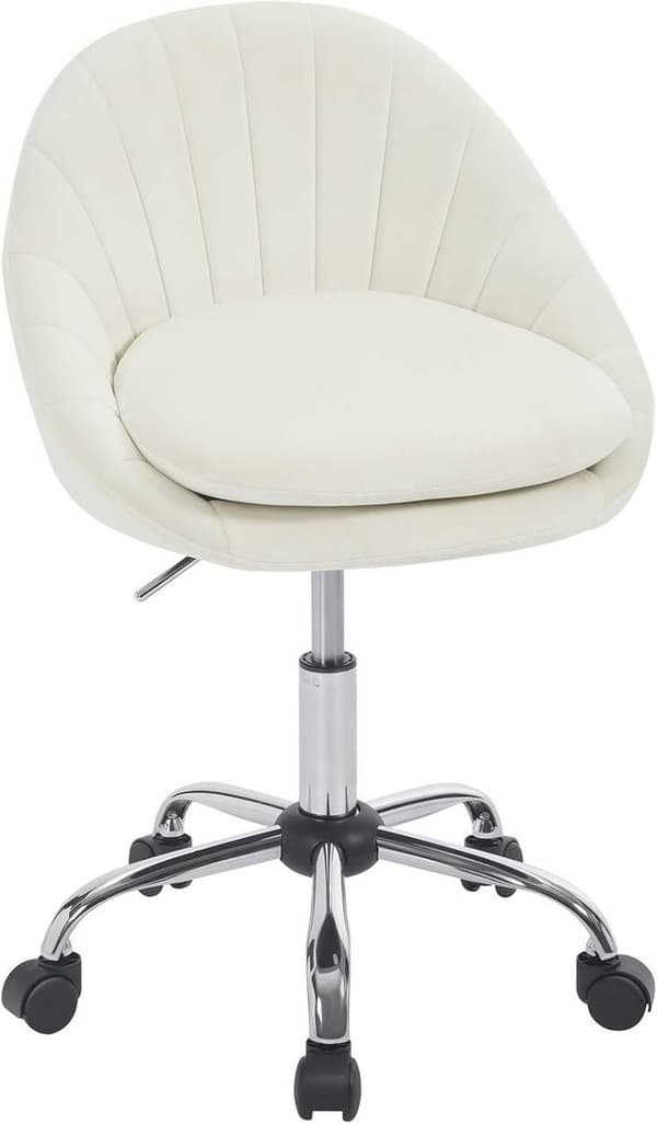 Rootz Ergonomic Office Chair - Velvet Skrivebordsstol - Drejelig computerstol - Dobbeltpude - Højdejusterbar - 52cm x (72-82cm) x 52cm - Pink/Grå/Beig