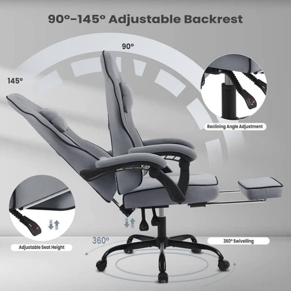 Rootz pelituoli - korkea selkänojallinen työtuoli - verkkokangas - leveä pehmustettu istuin - ergonominen muotoilu - 63,5 cm x (117,5-125,5 cm) x 60 c
