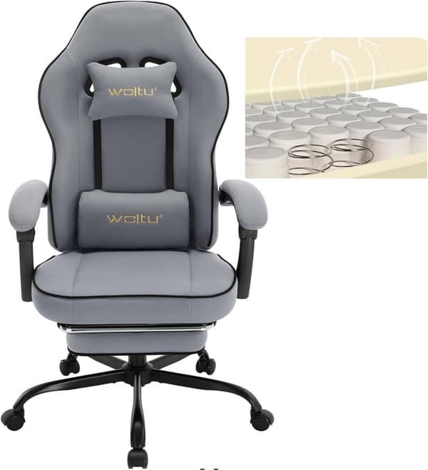 Rootz Gaming Chair - High Back Office Chair - Mesh stof - Bredt polstret sæde - Ergonomisk design - 63,5 cm x (117,5-125,5 cm) x 60 cm