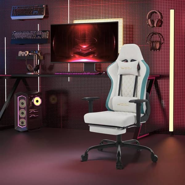 Rootz Ergonomic Massage Gaming Stol - Kontorstol - Drejestol - Høj ryg - Åndbart stof - Lændestøtte - 50 cm x 48 cm x 75,5 cm