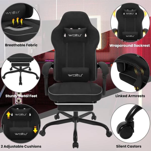 Rootz Gaming Chair - Kontorstol - Skrivebordsstol - Højrygget drejestol - Ergonomisk design - 63,5 cm x 117,5-125,5 cm x 60 cm