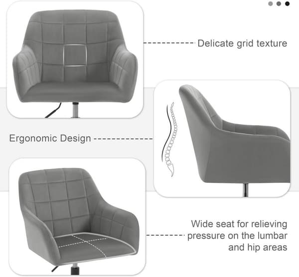 Rootz Ergonominen toimistotuoli - Velvet pöytätuoli - Kääntyvä tuoli - High Density Foam - Säädettävä korkeus - 58cm x (77-85cm) x 60,5cm