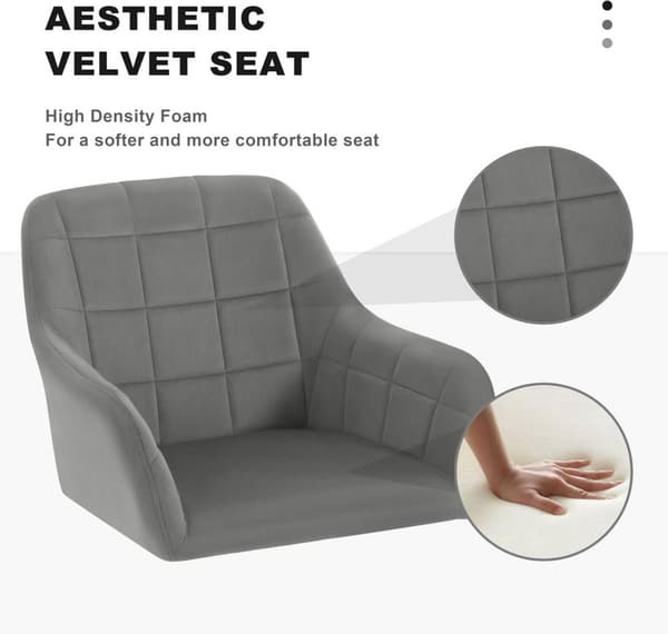 Rootz Ergonominen toimistotuoli - Velvet pöytätuoli - Kääntyvä tuoli - High Density Foam - Säädettävä korkeus - 58cm x (77-85cm) x 60,5cm