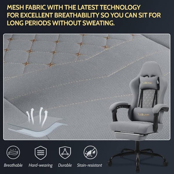 Rootz Massage Gaming Stol - Lændestøtte - Åndbart Mesh - Ergonomisk design - 64cm x 127cm x 54cm