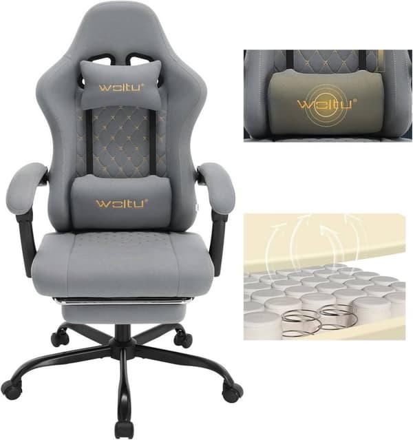 Rootz Massage Gaming Stol - Lændestøtte - Åndbart Mesh - Ergonomisk design - 64cm x 127cm x 54cm