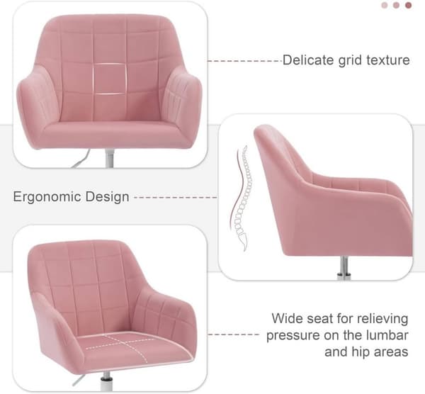 Rootz Kontorstol - Ergonomisk skrivebordsstol - Drejestol - Højdensitetsskum - Fløjl - Højdejusterbar - 58 cm x (77-85 cm) x 60,5 cm