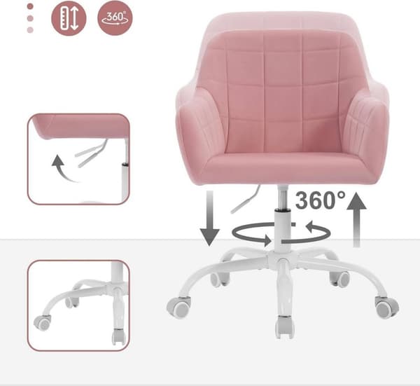 Rootz Kontorstol - Ergonomisk skrivebordsstol - Drejestol - Højdensitetsskum - Fløjl - Højdejusterbar - 58 cm x (77-85 cm) x 60,5 cm