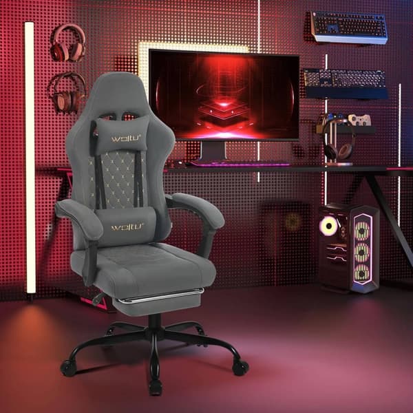 Rootz Massage Gaming Stol - Kontorstol med lændestøtte - Ergonomisk computerstol - Justerbar nakkestøtte - 64cm x 119,5-127cm x 54cm