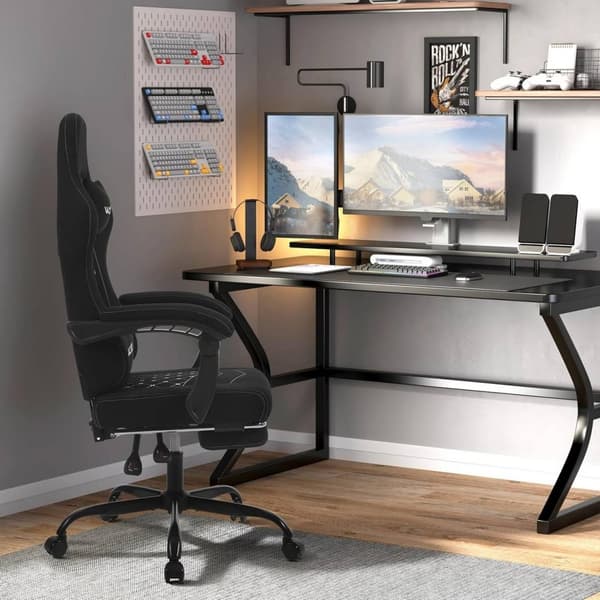 Rootz Massage Gaming Chair - Ergonomisk kontorstol - Tilbagelænet Gamer Chair - Mesh stof Sæde - Lændestøtte - Justerbar nakkestøtte - 64cm x 127cm x