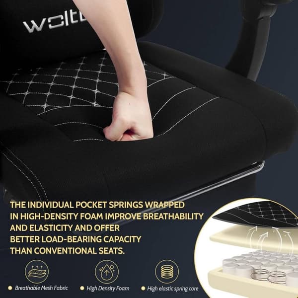 Rootz Massage Gaming Chair - Ergonomisk kontorstol - Tilbagelænet Gamer Chair - Mesh stof Sæde - Lændestøtte - Justerbar nakkestøtte - 64cm x 127cm x