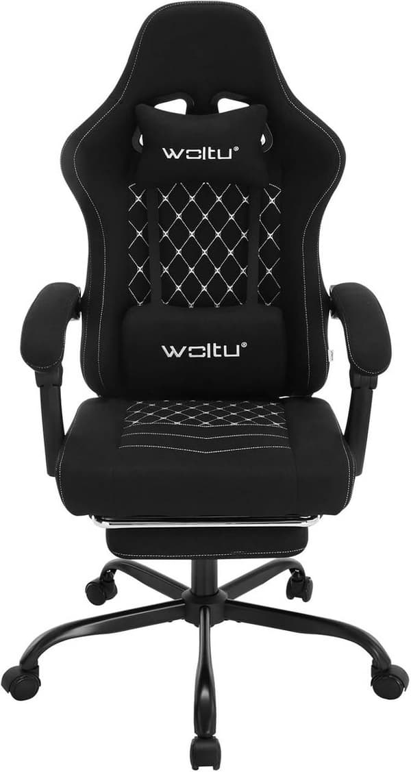 Rootz Massage Gaming Chair - Ergonomisk kontorstol - Tilbagelænet Gamer Chair - Mesh stof Sæde - Lændestøtte - Justerbar nakkestøtte - 64cm x 127cm x