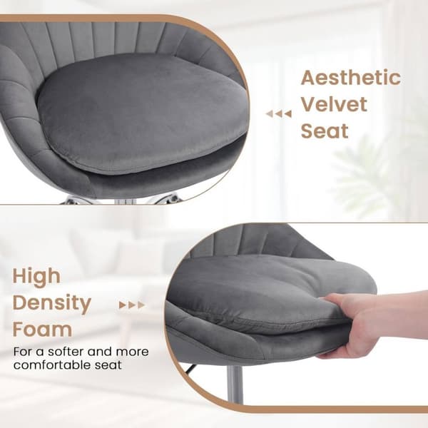 Rootz Kontorstol - Velvet Skrivebordsstol - Drejestol - Ergonomisk kosmetikstol - Tyk dobbelt polstring - Justerbar højde - 52cm x (72-82cm) x 52cm
