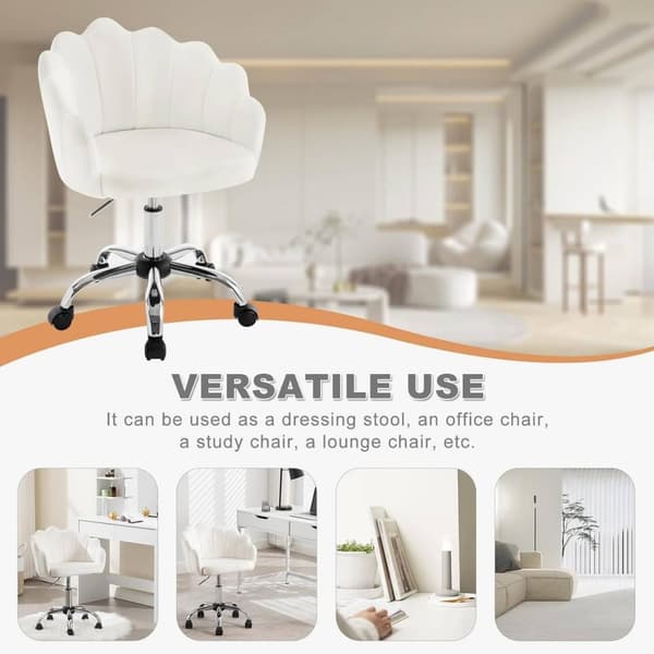 Rootz Petal Design Kontorstol - Velvet Swivel Chair - Ergonomisk lænestol - Justerbar højde - 41cm x 37,5cm - Beige/Pink/Light Grey
