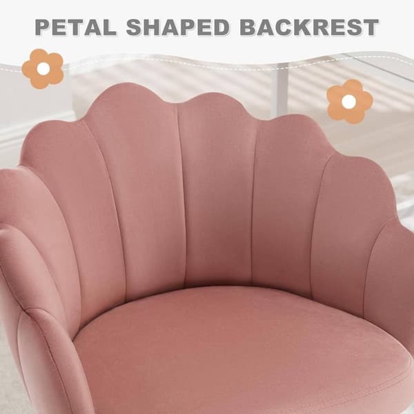 Rootz Velvet -toimistotuoli - Kääntötuoli - Ergonominen nojatuoli - Terälehti - Korkeussäädettävä - Sametti/metalli - Beige/Vaaleanharmaa/Pink - 41cm