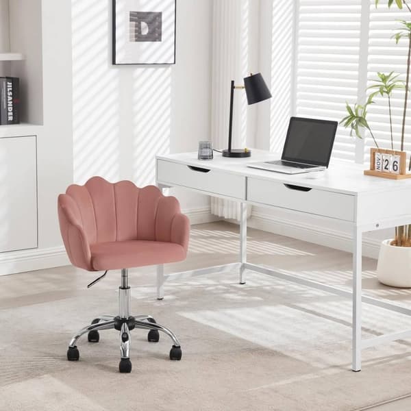 Rootz Velvet -toimistotuoli - Kääntötuoli - Ergonominen nojatuoli - Terälehti - Korkeussäädettävä - Sametti/metalli - Beige/Vaaleanharmaa/Pink - 41cm
