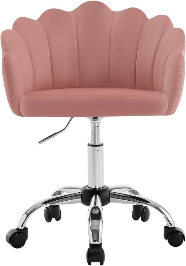 Rootz Velvet -toimistotuoli - Kääntötuoli - Ergonominen nojatuoli - Terälehti - Korkeussäädettävä - Sametti/metalli - Beige/Vaaleanharmaa/Pink - 41cm
