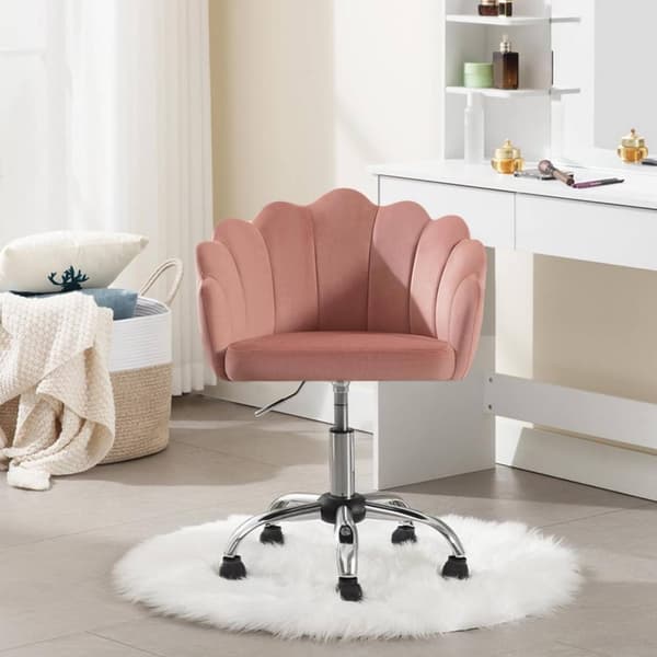 Rootz Velvet -toimistotuoli - Kääntötuoli - Ergonominen nojatuoli - Terälehti - Korkeussäädettävä - Sametti/metalli - Beige/Vaaleanharmaa/Pink - 41cm