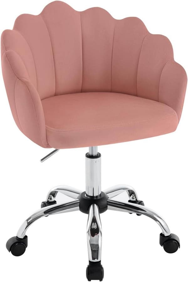 Rootz Velvet -toimistotuoli - Kääntötuoli - Ergonominen nojatuoli - Terälehti - Korkeussäädettävä - Sametti/metalli - Beige/Vaaleanharmaa/Pink - 41cm