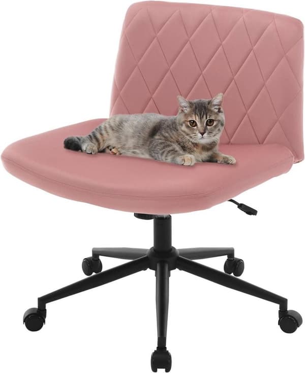 Rootz Velvet Kontorstol - Armløs skrivebordsstol - Diamond Quiltet - Ergonomisk rygstøtte - 64 cm x 50 cm - Stilfuld drejestol - 150 kg