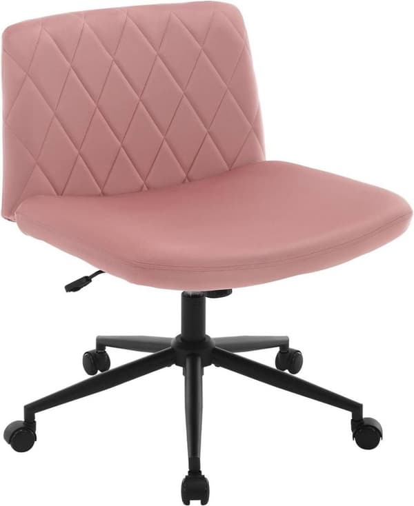 Rootz Velvet Kontorstol - Armløs skrivebordsstol - Diamond Quiltet - Ergonomisk rygstøtte - 64 cm x 50 cm - Stilfuld drejestol - 150 kg