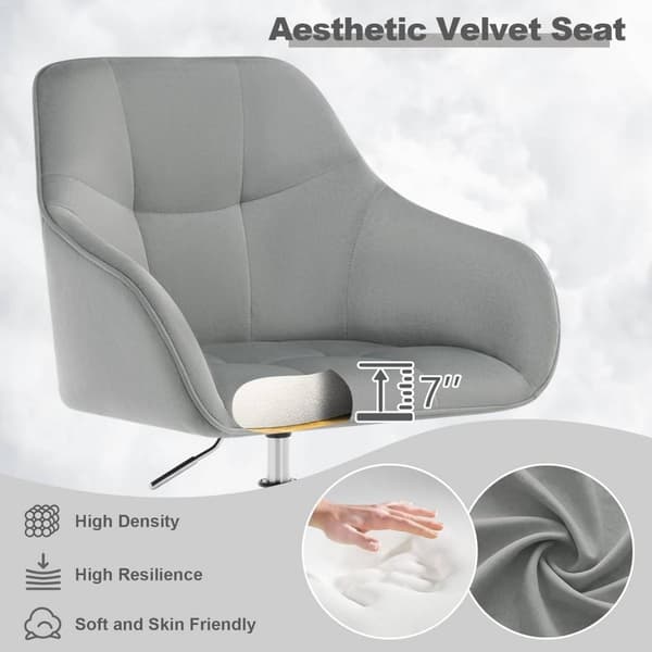 Rootz Velvet Kontorsstol - Skrivbordsstol - Justerbar snurrstol - Ergonomiska sittplatser - Snygg Check Quiltning - Höjd 48-57cm - 61cm x 90cm x 56cm