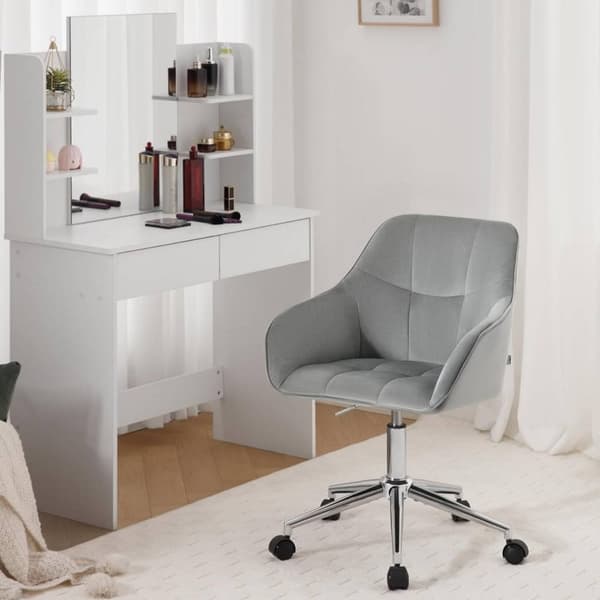 Rootz Velvet Kontorsstol - Skrivbordsstol - Justerbar snurrstol - Ergonomiska sittplatser - Snygg Check Quiltning - Höjd 48-57cm - 61cm x 90cm x 56cm