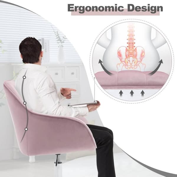 Rootz Velvet Kontorstol - Skrivebordsstol - Drejestol - Ergonomisk design - Justerbar højde - 61cm x 90cm x 56cm