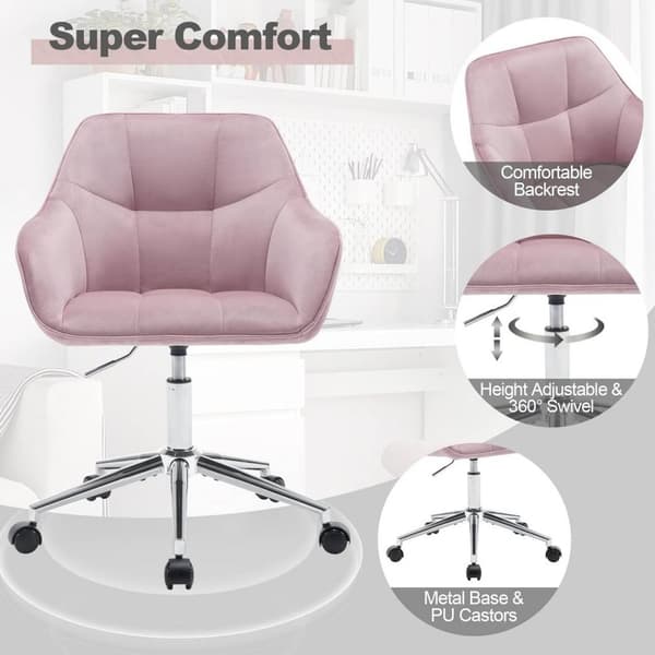 Rootz Velvet Kontorstol - Skrivebordsstol - Drejestol - Ergonomisk design - Justerbar højde - 61cm x 90cm x 56cm