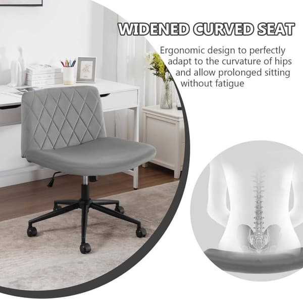 Rootz Velvet Kontorstol - Armløs skrivebordsstol - Drejestol - Diamantmønster - Ergonomisk design - 64 cm x 50 cm - Justerbar højde