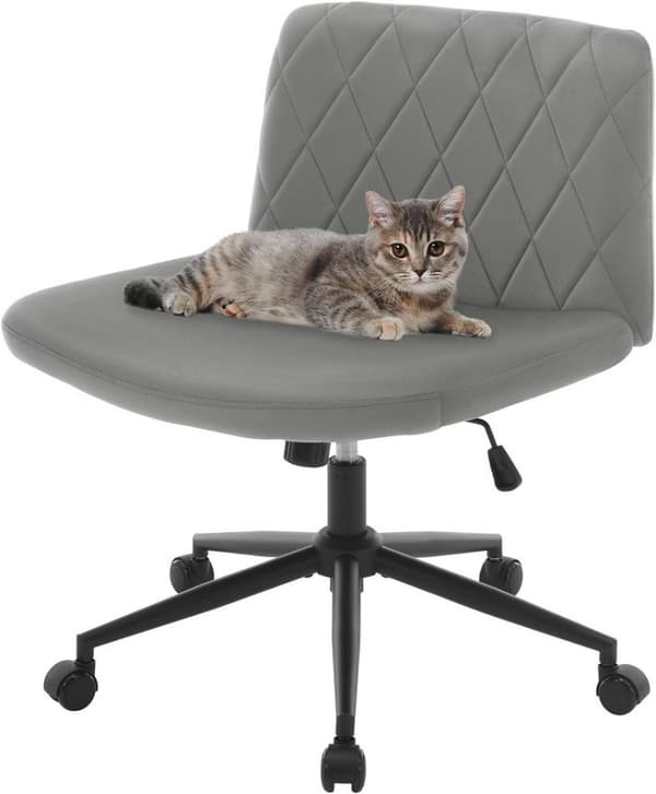 Rootz Velvet Kontorstol - Armløs skrivebordsstol - Drejestol - Diamantmønster - Ergonomisk design - 64 cm x 50 cm - Justerbar højde