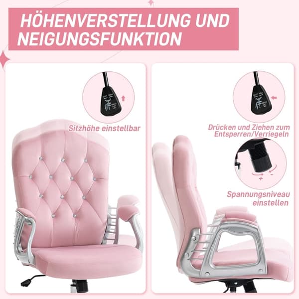 Rootz Ergonomic Office Chair - Skrivebordsstol - Drejestol - Fløjlsstof - Ekstra tyk polstring - Liggende funktion - 61cm x 61cm x 104-114cm