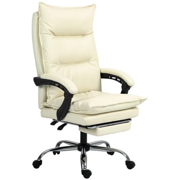 Rootz Ergonomic Office Stol - Computerstol - Drejestol - Kunstlæder - Justerbar højde - Beige - 66cm x 72cm x 130cm