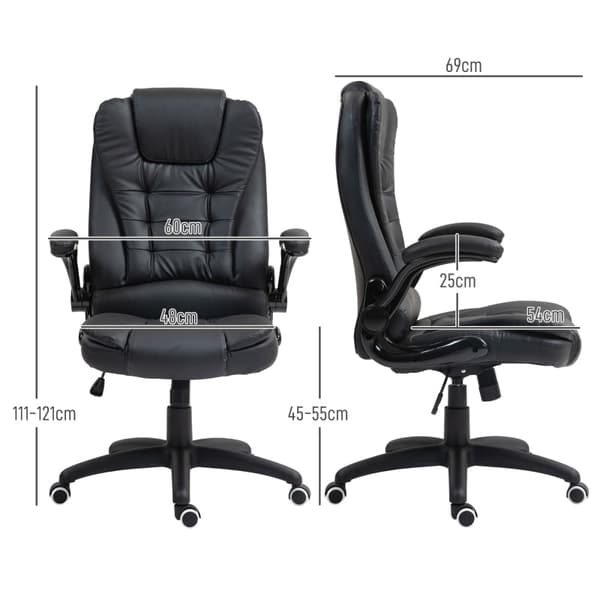 Rootz Executive Chair - Kontorstol - Skrivebordsstol - Kunstlæder - Justerbar højde - Vippefunktion - 60cm x 69cm x 111-121cm