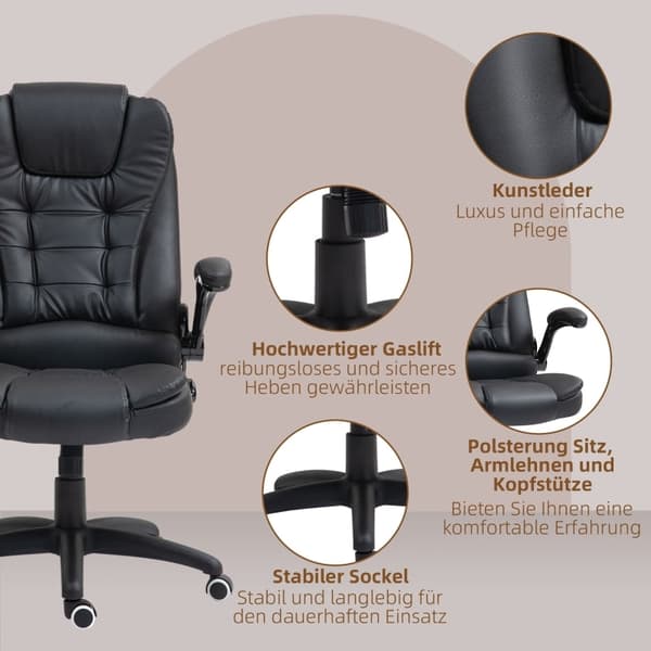 Rootz Executive Chair - Kontorstol - Skrivebordsstol - Kunstlæder - Justerbar højde - Vippefunktion - 60cm x 69cm x 111-121cm