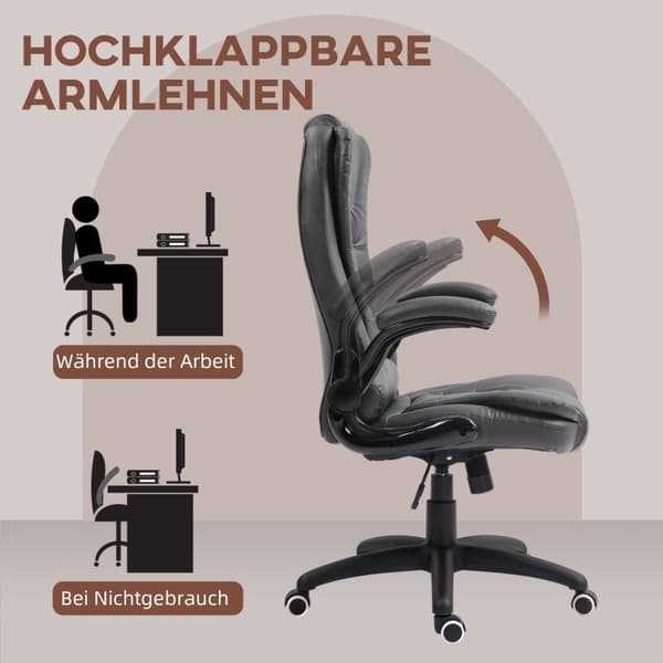 Rootz Executive Chair - Datorstol - Kontorsstol - Imiterat läder - Justerbar höjd - 60cm x 69cm x 111-121cm