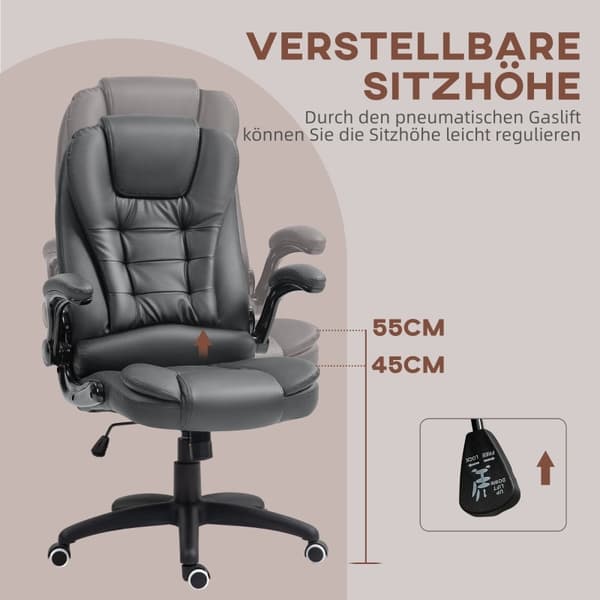 Rootz Executive Chair - Datorstol - Kontorsstol - Imiterat läder - Justerbar höjd - 60cm x 69cm x 111-121cm