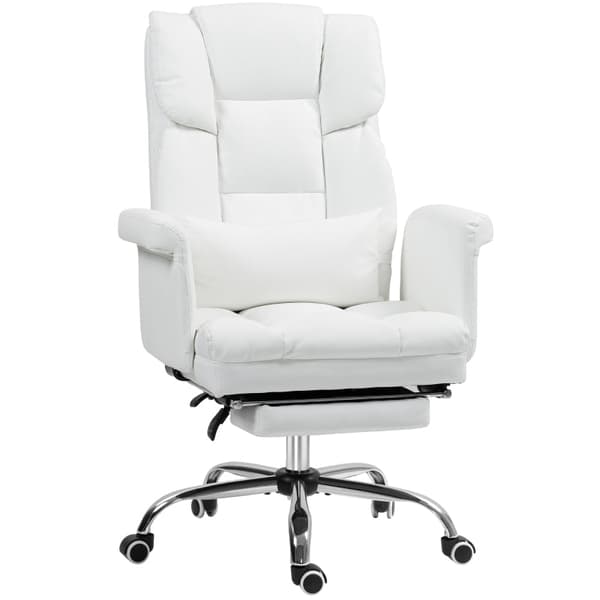 Rootz-toimistotuoli - Valkoinen keinonahka - Säädettävä korkeus - Kallistuva selkänoja - Irrotettava ristiselän tyyny - 69W x 65D x 107-115K cm