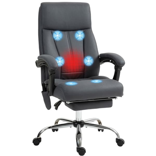 Rootz Massage Kontorstol - Computerstol med lændevarme - Hvilestol - Mikrofiberstof - 65cm x 74cm x 119cm