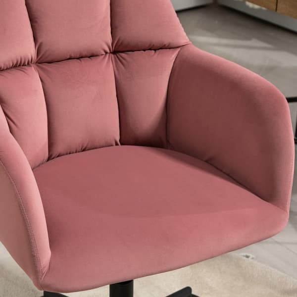 Rootz Pink Velvet Drejelig Kontorstol - Moderne Skrivebordsstol - Højdejusterbar - Hudvenlig polstring - 58cm x 58,5cm x 78-86cm