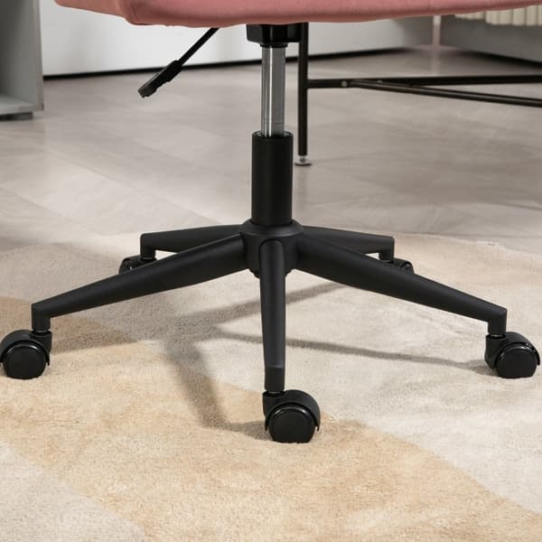 Rootz Pink Velvet Drejelig Kontorstol - Moderne Skrivebordsstol - Højdejusterbar - Hudvenlig polstring - 58cm x 58,5cm x 78-86cm