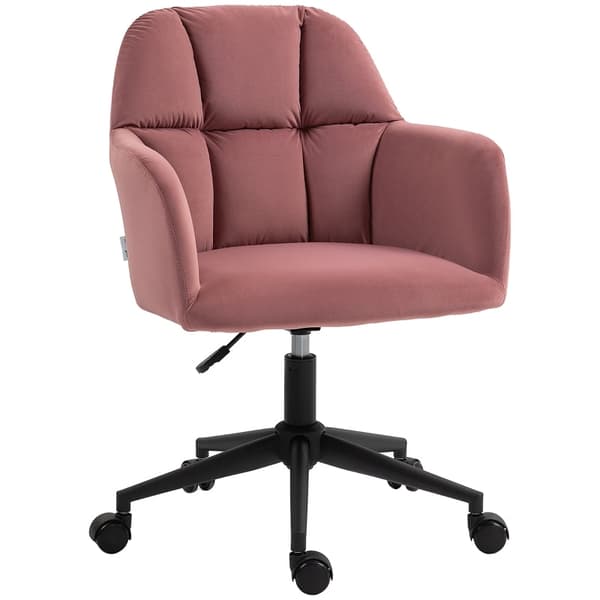 Rootz Pink Velvet Drejelig Kontorstol - Moderne Skrivebordsstol - Højdejusterbar - Hudvenlig polstring - 58cm x 58,5cm x 78-86cm
