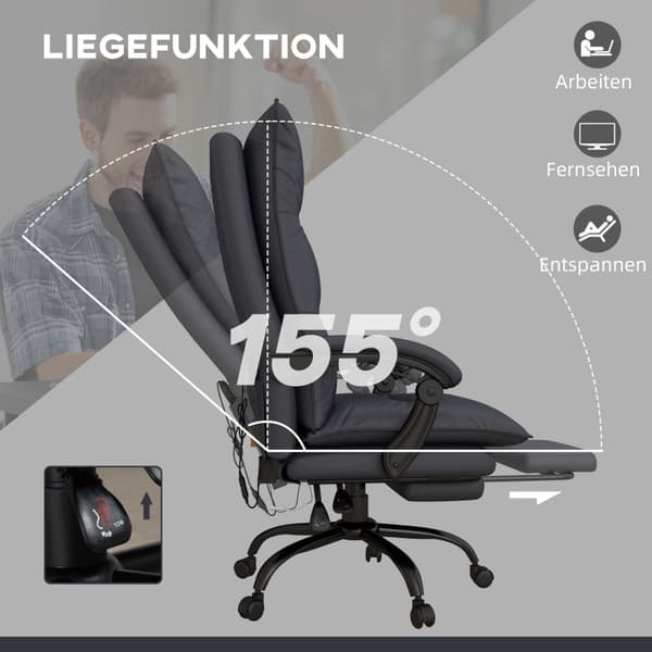 Rootz Massage Kontorsstol - Ergonomisk datorstol - Vibrationsmassage - Uppvärmt svankstöd - 66cm x 74cm x 114-121,5cm