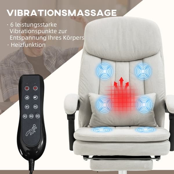 Rootz Massage Kontorstol - Ergonomisk kontorstol - Opvarmet kontorstol - Intensiv Study Stol - 66cm x 67cm x 110-118cm
