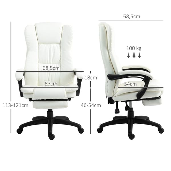 Rootz-hierontatyötuoli - Executive-tuoli - Tärinätuoli - Keinonahka - 68,5 cm x 68,5 cm x 113-121 cm