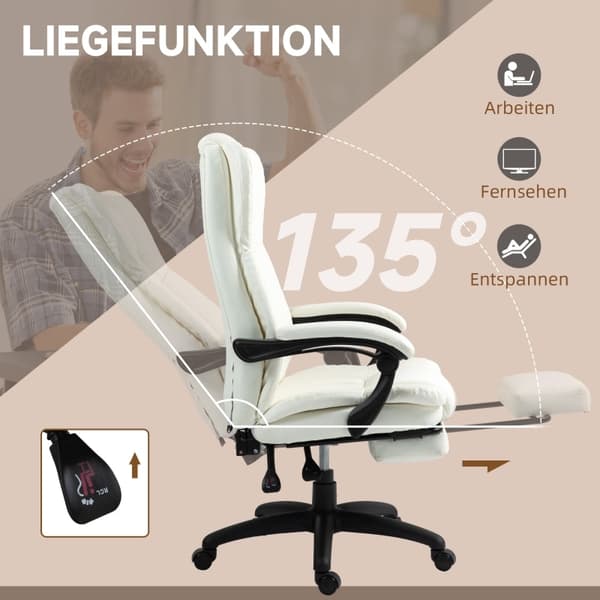 Rootz-hierontatyötuoli - Executive-tuoli - Tärinätuoli - Keinonahka - 68,5 cm x 68,5 cm x 113-121 cm