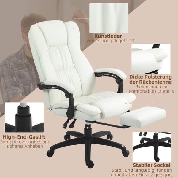 Rootz-hierontatyötuoli - Executive-tuoli - Tärinätuoli - Keinonahka - 68,5 cm x 68,5 cm x 113-121 cm