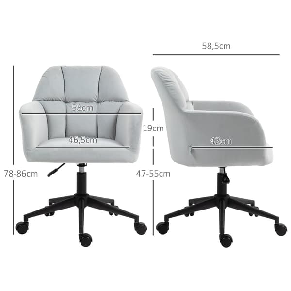 Rootz Kontorstol - Drejelig Skrivebordsstol - Ergonomisk siddeplads - Plys polstring - 58cm x 58,5cm x 78-86cm